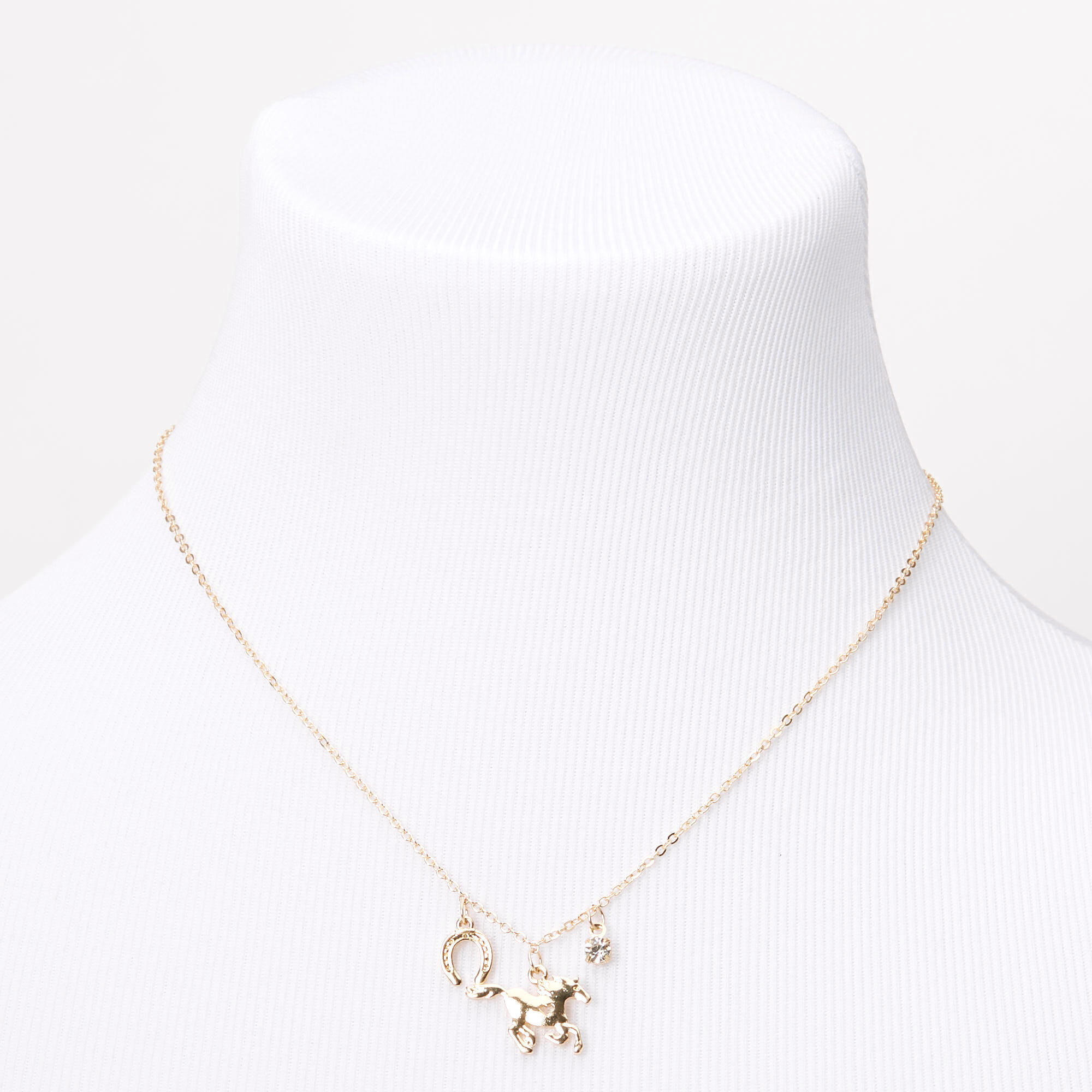 Gold Western Horse Pendant Necklace,
