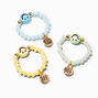 Best Friends Happy Face Beaded Rings - 3 Pack ,