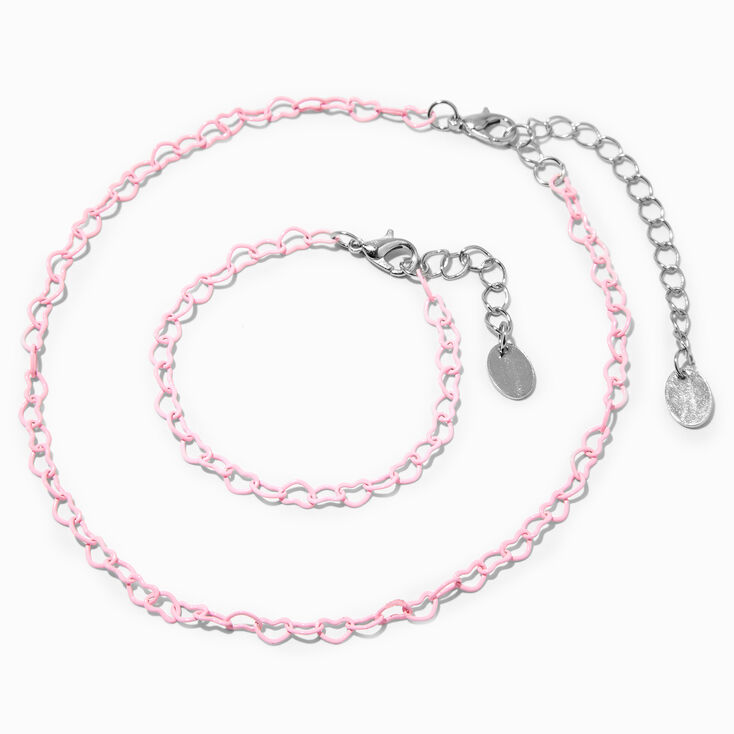 Claire&#39;s Club Pink Hearts Silver Jewelry Set - 2 Pack,