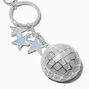 Glitter Disco Ball Silver-tone Star Keychain,