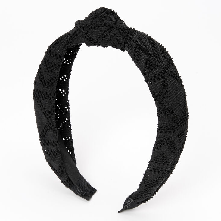Filigree Perforated Knotted Headband - Black,