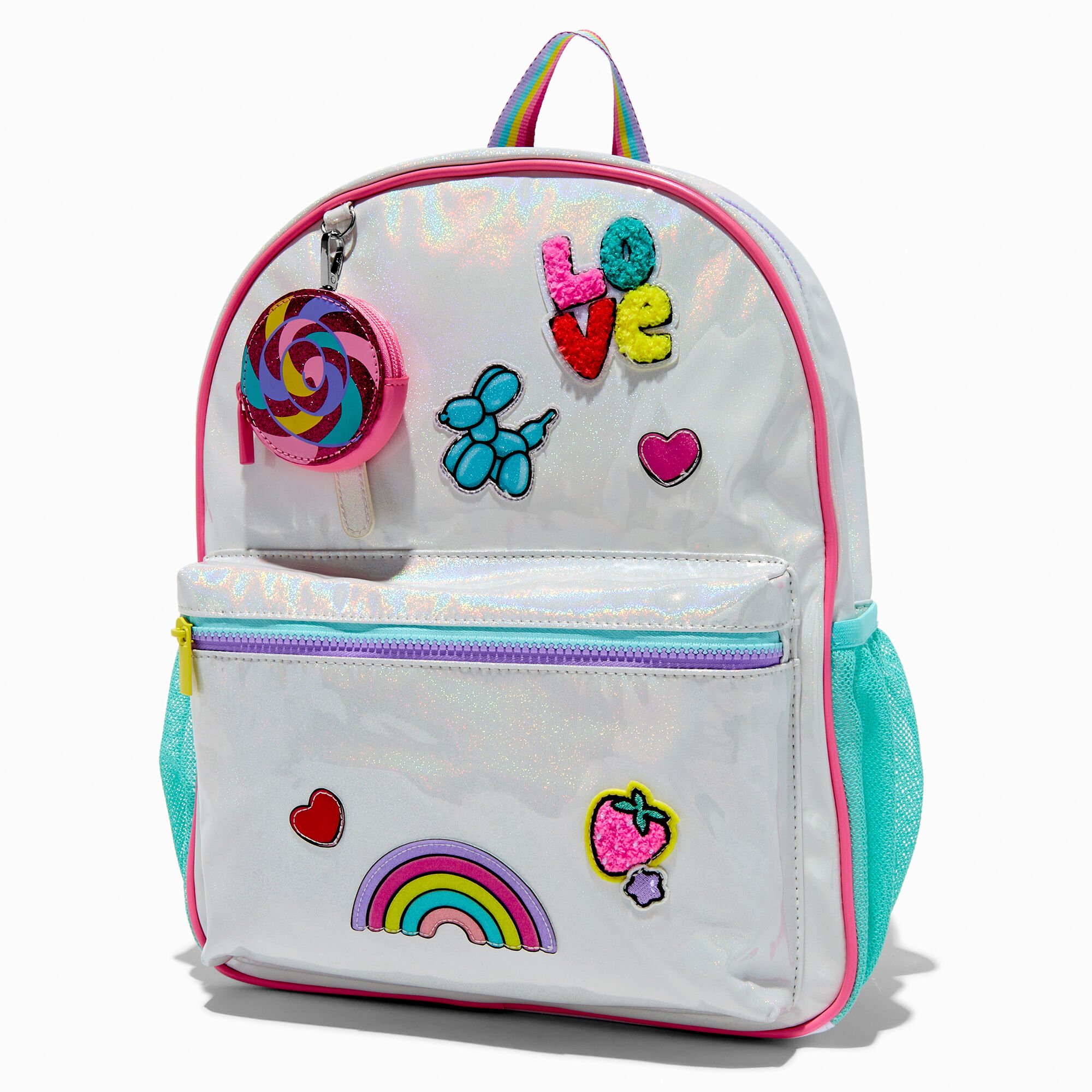 Claire's Club White Holographic Candy Dome Backpack,