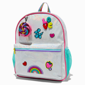 Claire&#39;s Club White Holographic Candy Dome Backpack,