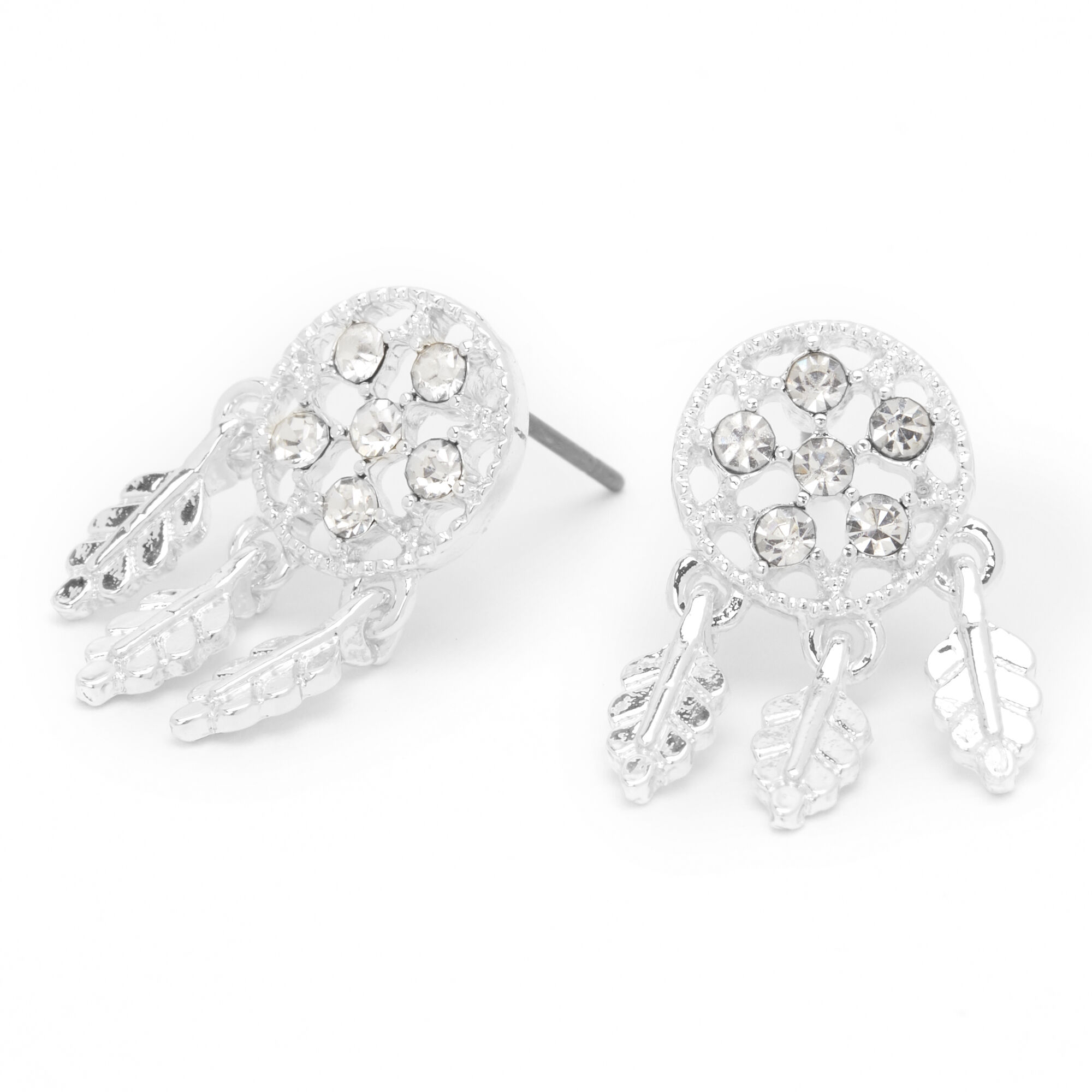 View Claires Tone Crystal Dreamcatcher Stud Earrings Silver information