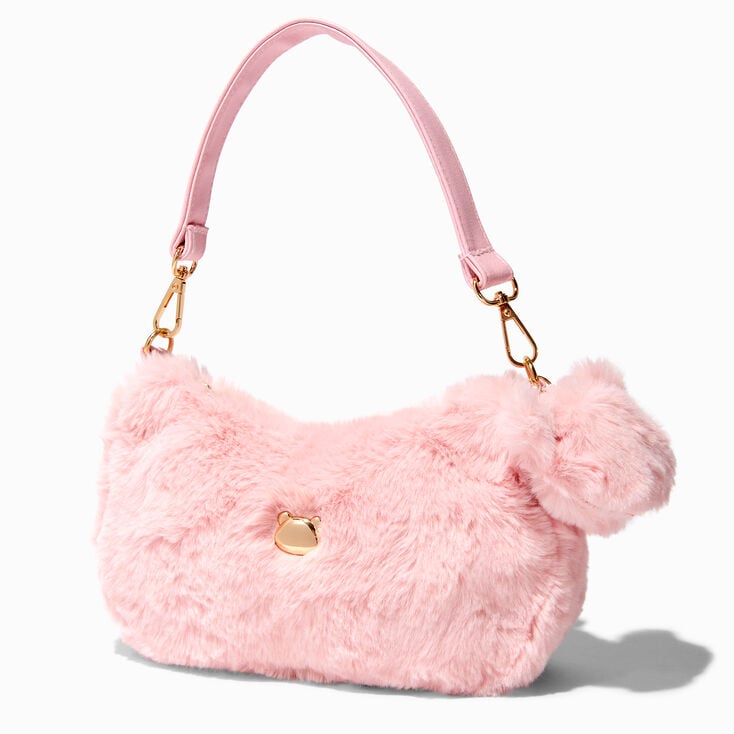 Pink Furry Shoulder Handbag,