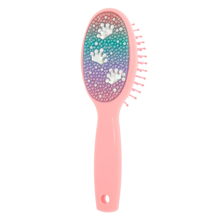 Claire S Club Crown Bling Mini Paddle Hair Brush Pink Claire S
