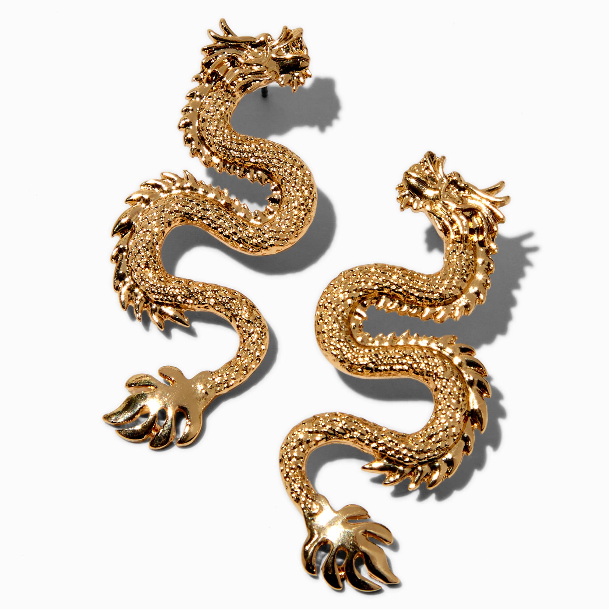 View Claires 2 Dragon Drop Earrings Gold information