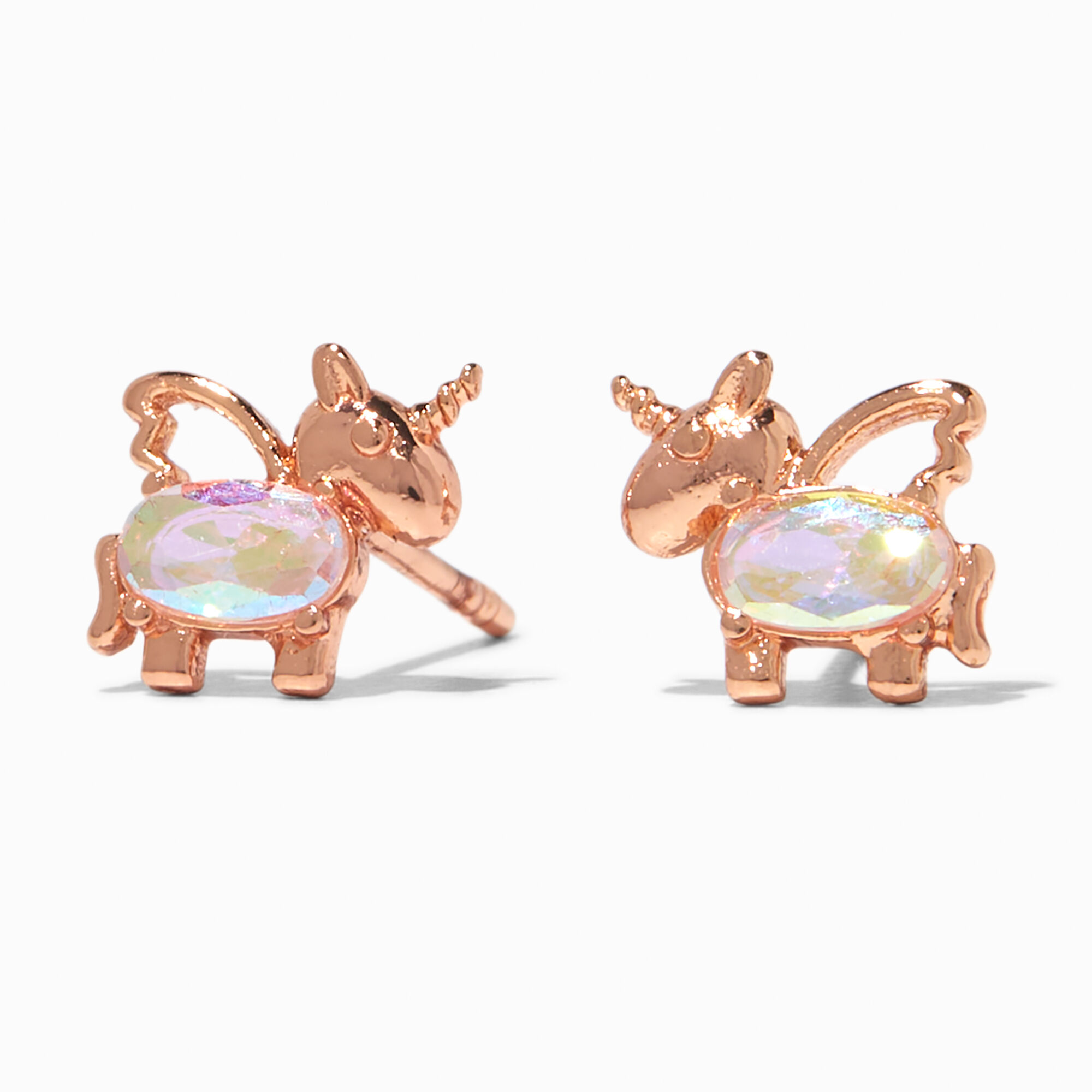 View Claires 18K Plated Rose Cubic Zirconia Unicorn Stud Earrings Gold information