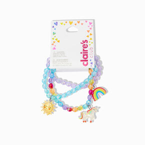 Claire&#39;s Club Charm Clear Beaded Stretch Bracelets - 3 Pack,