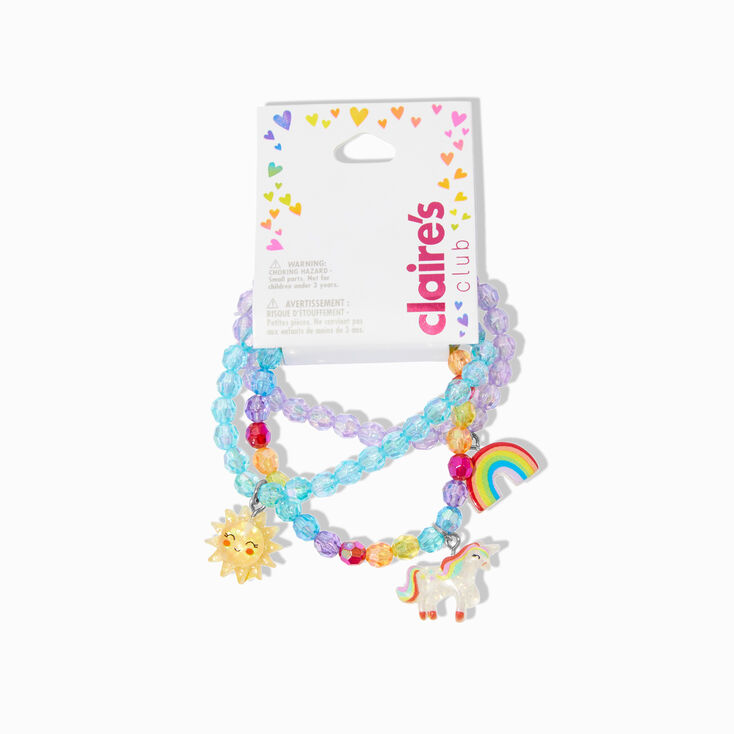 Claire&#39;s Club Charm Clear Beaded Stretch Bracelets - 3 Pack,