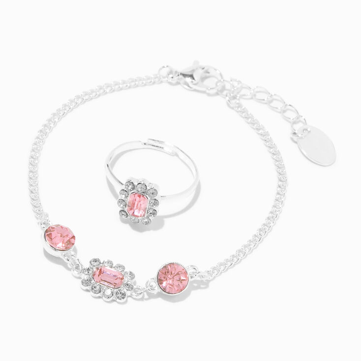 Claire&#39;s Club Pink Gem Teardrop Silver Jewelry Set - 3 Pack,