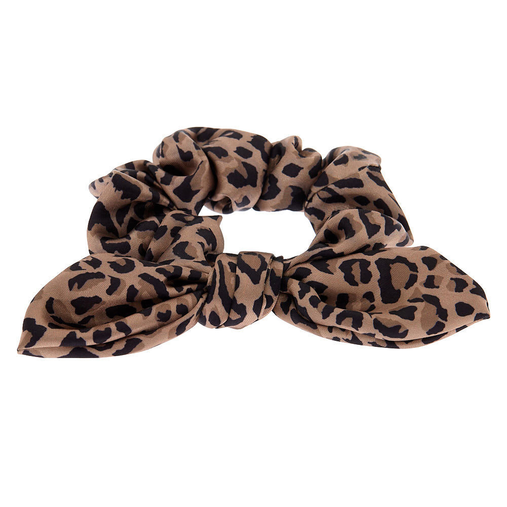 Small Leopard Knotted Bow Hair Scrunchie Brown Claire S Us