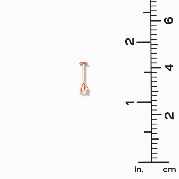 Rose Gold-tone Stainless Steel Cubic Zirconia Multi Changeable Flat Back 16G Tragus Earrings - 5 Pack,