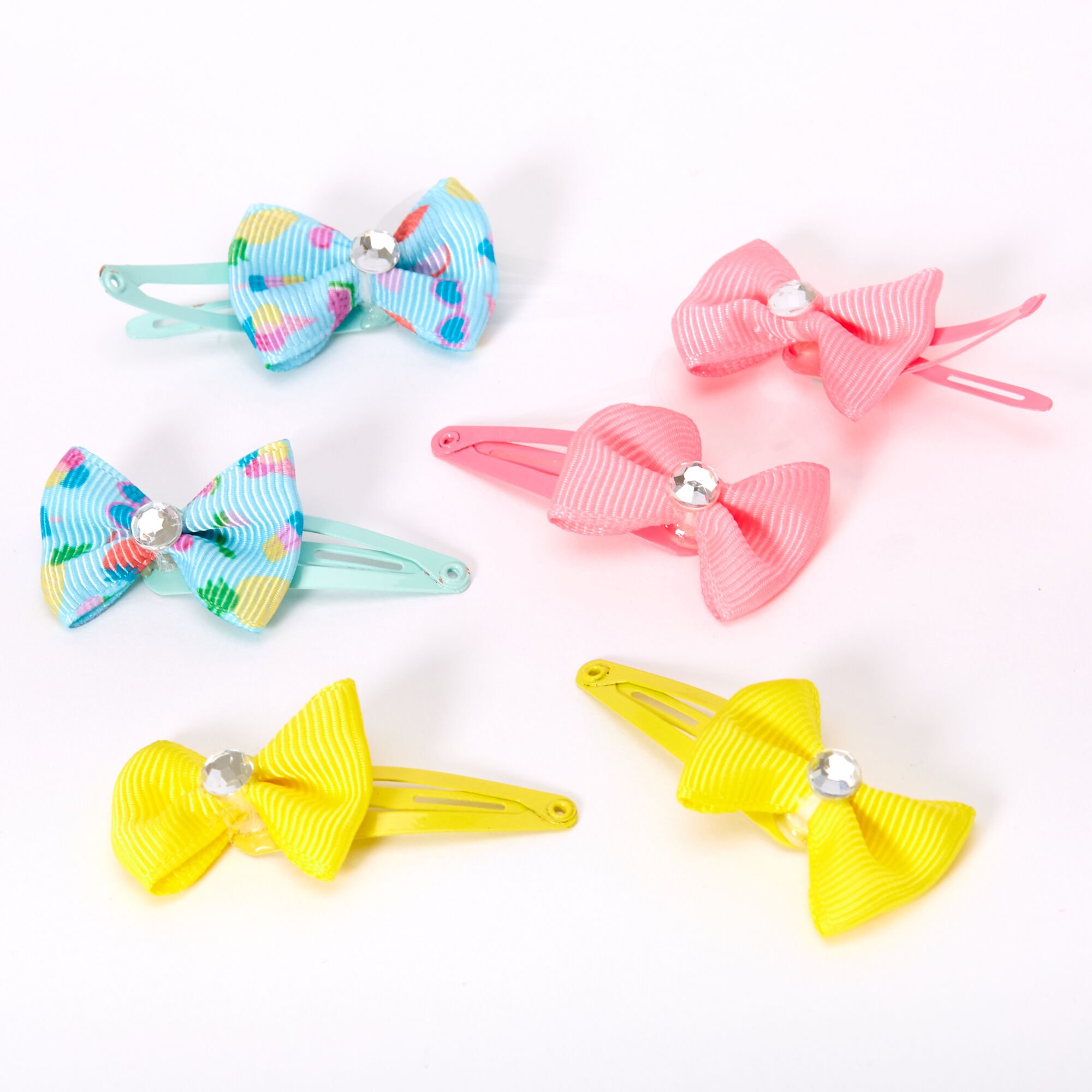 Claire's Club Neon Bow Snap Hair Clips - 6 Pack,