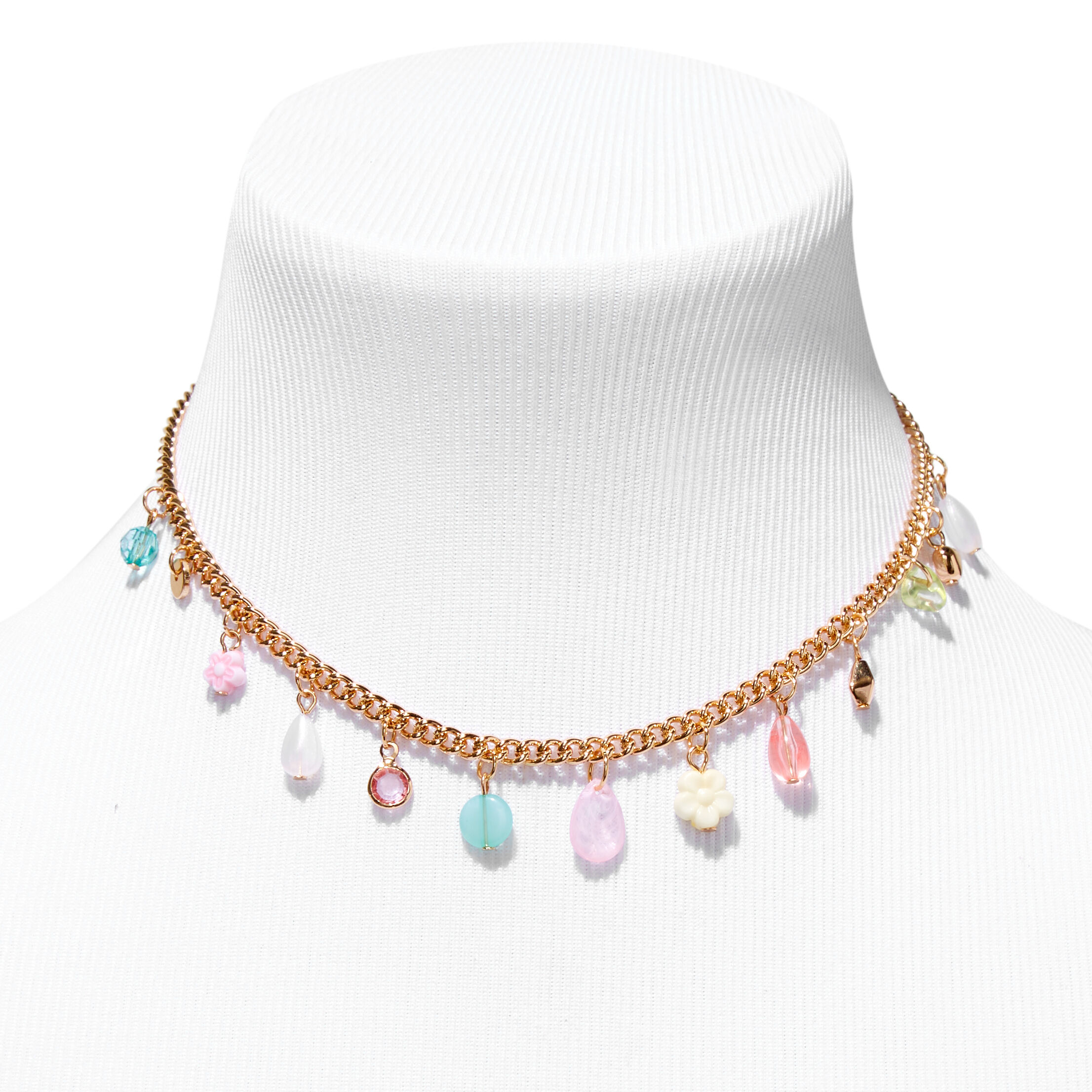 Gold Cabana Charm Necklace & Hoop Earrings - 2 Pack,