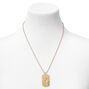 Gold-tone Cross Dog Tag Pendant Chain Necklace,