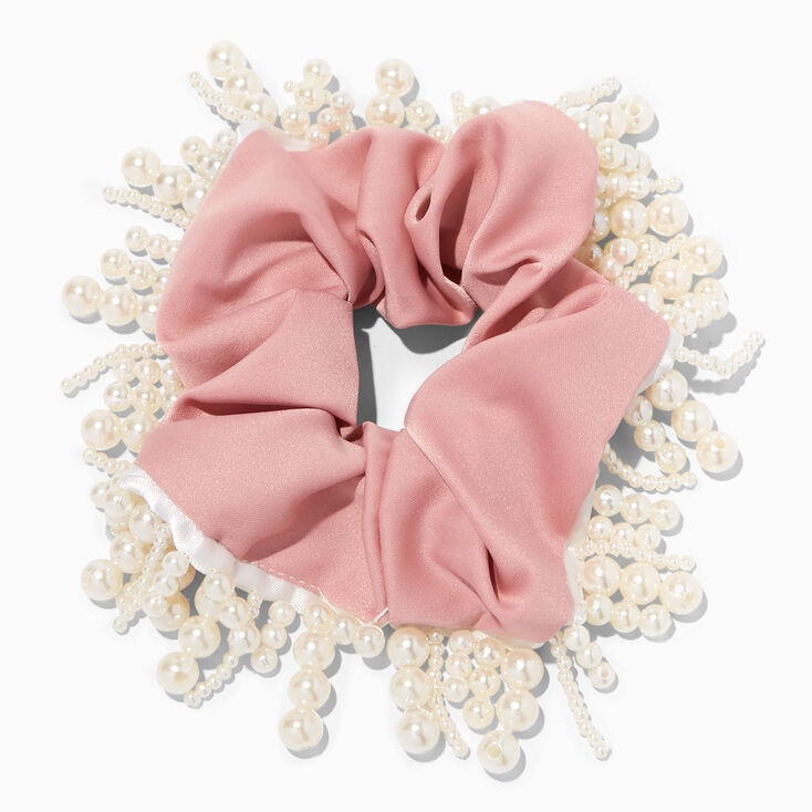 Blush Pink Pearl Fringe Hair Scrunchie,