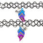 Best Friends Chevron Heart Tattoo Choker Necklaces - 2 Pack,