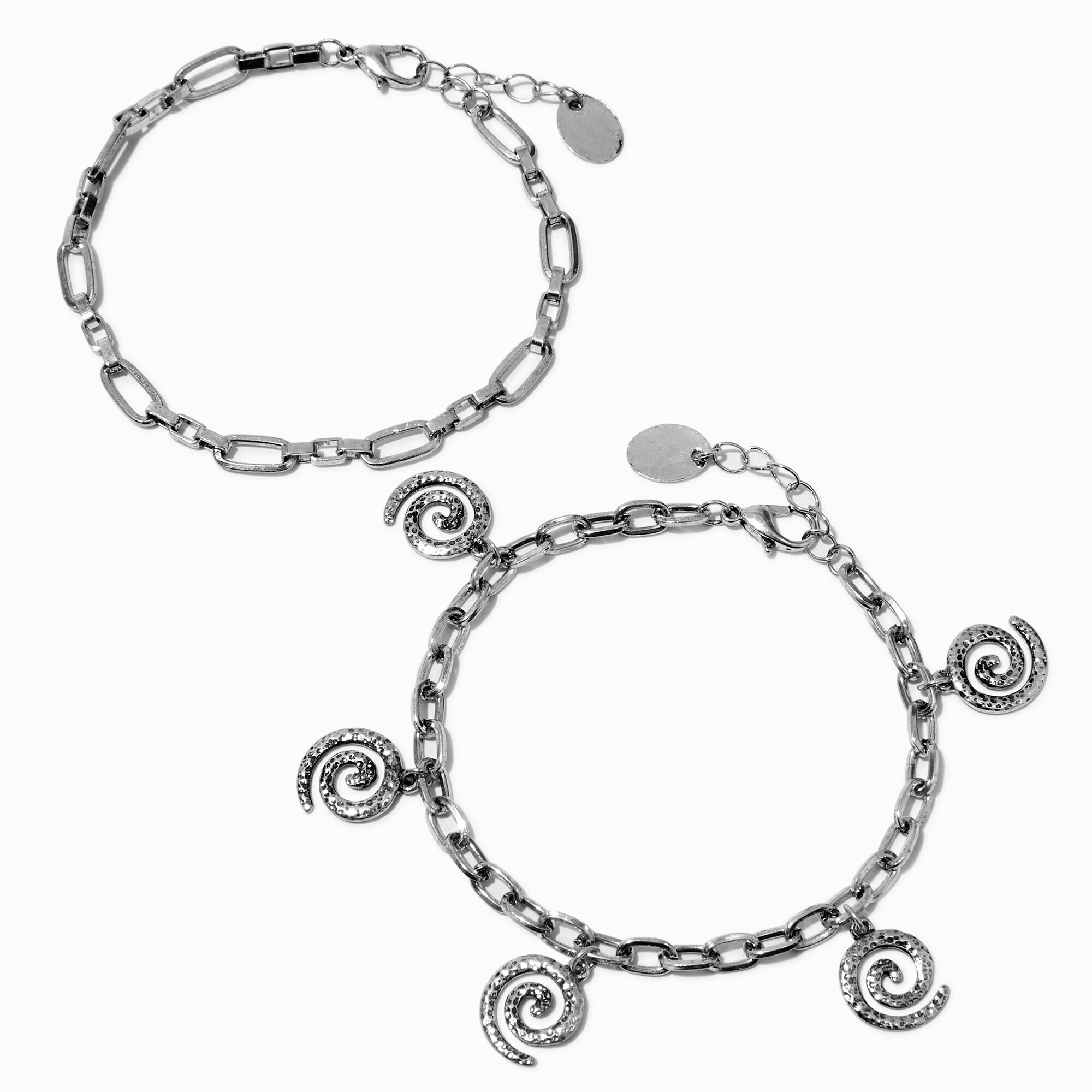 View Claires Tone Spiral Bracelet Set 2 Pack Silver information