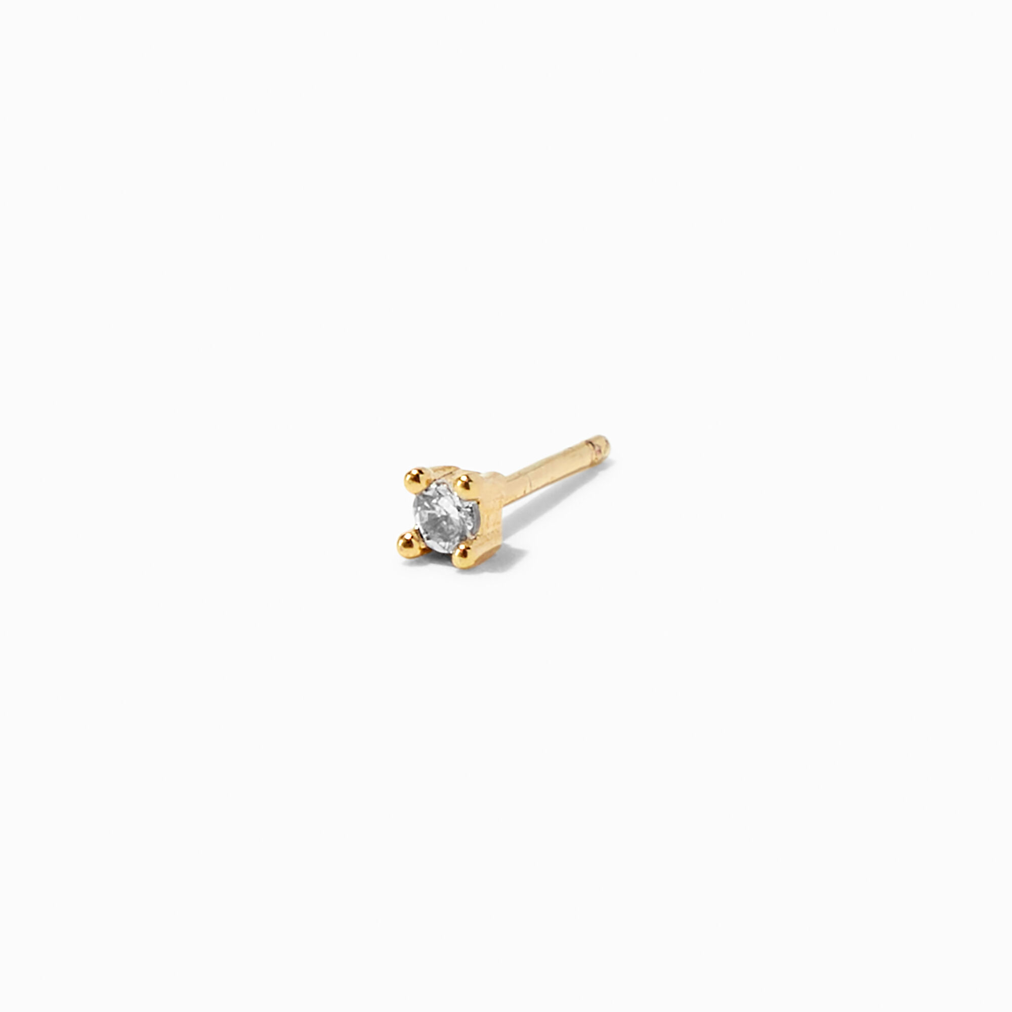 View Claires 18K Plated One 2MM Cubic Zirconia Stud Earring Gold information