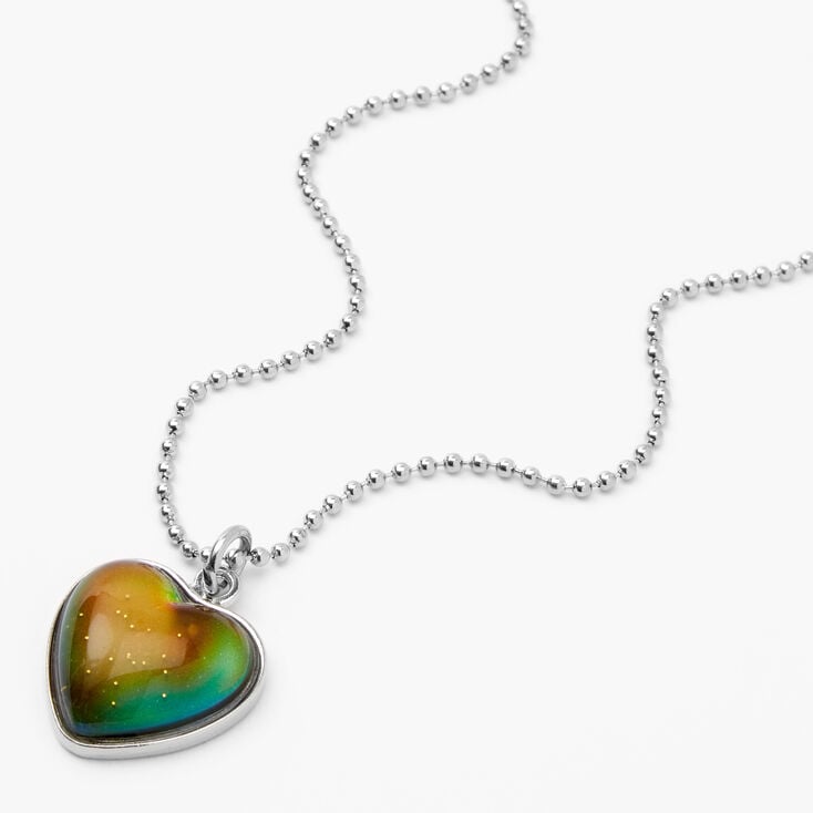 Glitter Heart Mood Pendant Necklace,