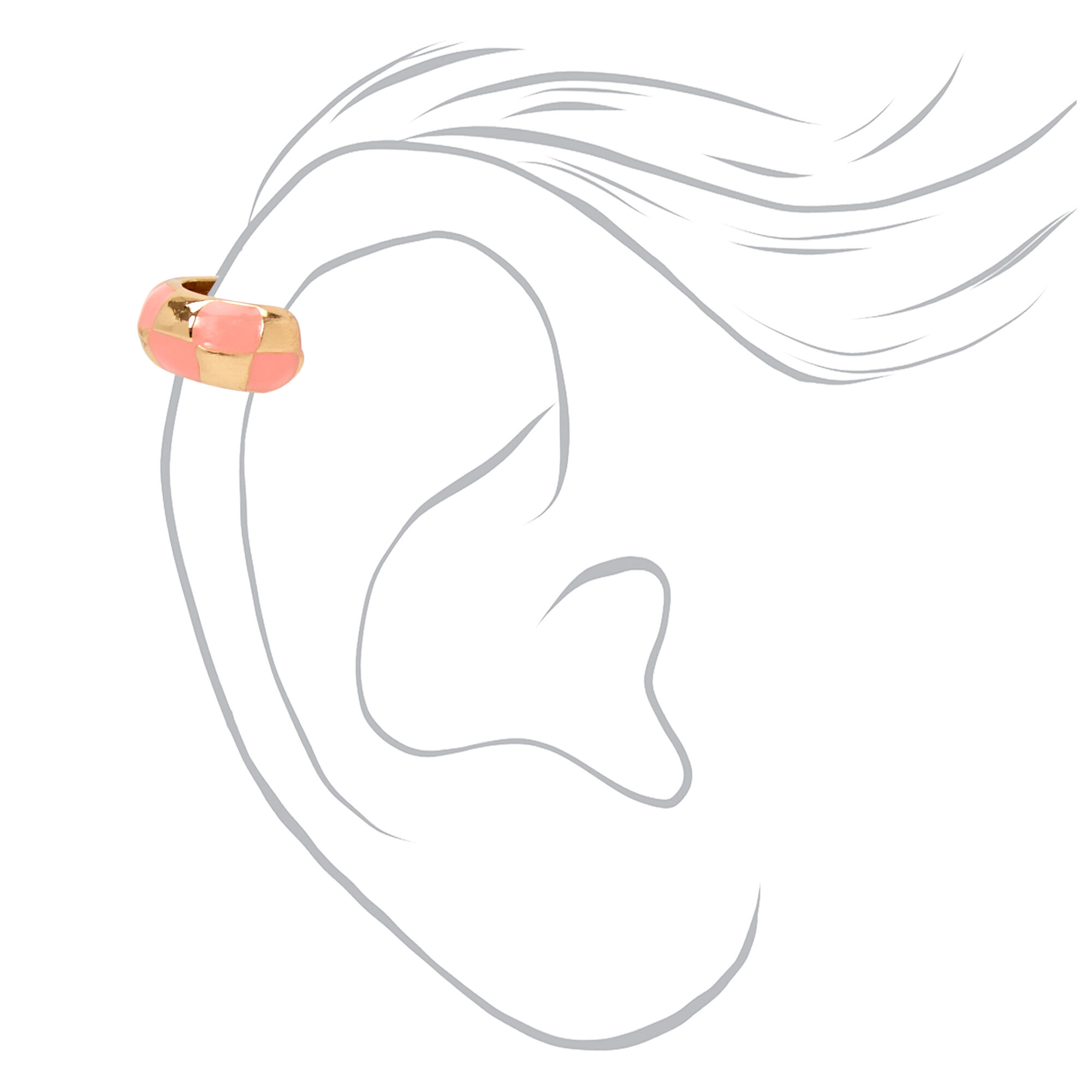 Gold Checkered Ear Cuffs - 3 Pack,