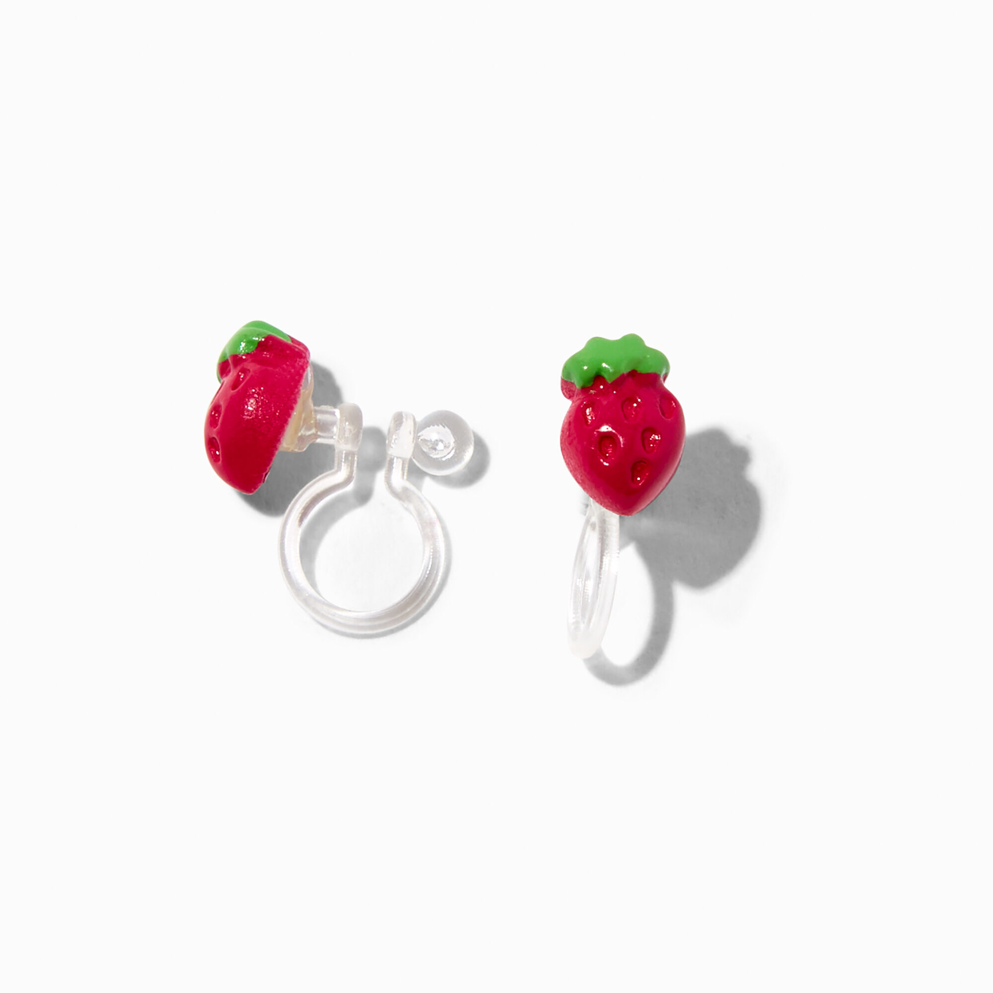 Claire s Club Strawberry Clip On Earrings