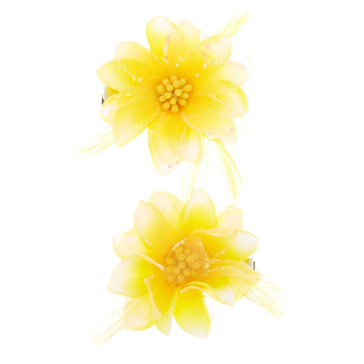 Glitter Lily Flower Hair Clips - Yellow, 2 Pack | Claire's