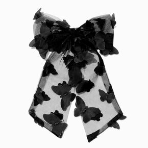 Black Chiffon Butterfly Hair Bow Clip,