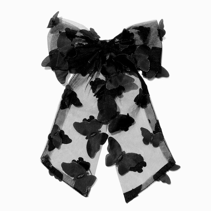 Black Chiffon Butterfly Hair Bow Clip,