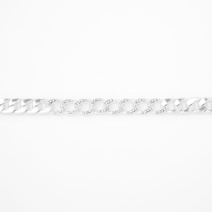 Silver Embellished Chain Link Choker Necklace,