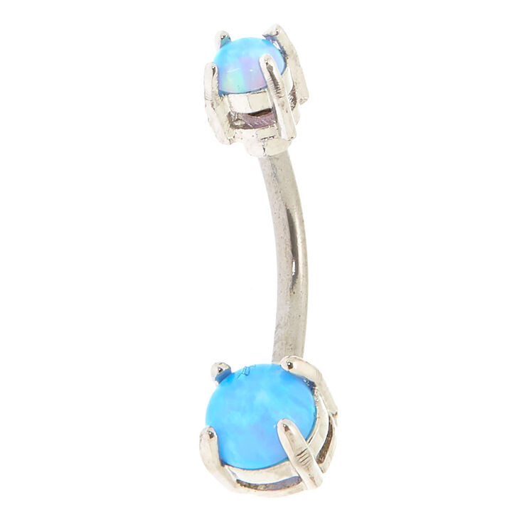 Anneau de piercing nombril pierre de lune 14&nbsp;g couleur titan&eacute;,