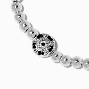 Silver-tone Soccer Beaded Stretch Bracelet,
