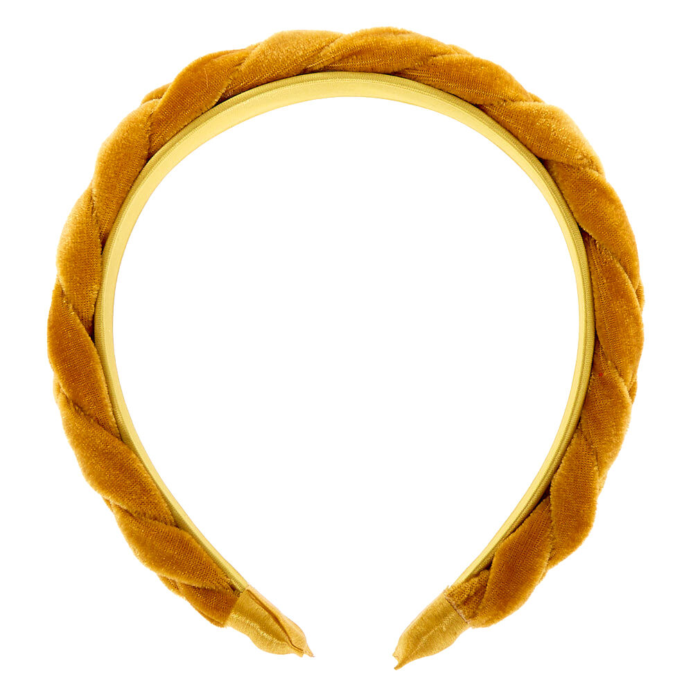 Suede Braided Headband - Mustard,