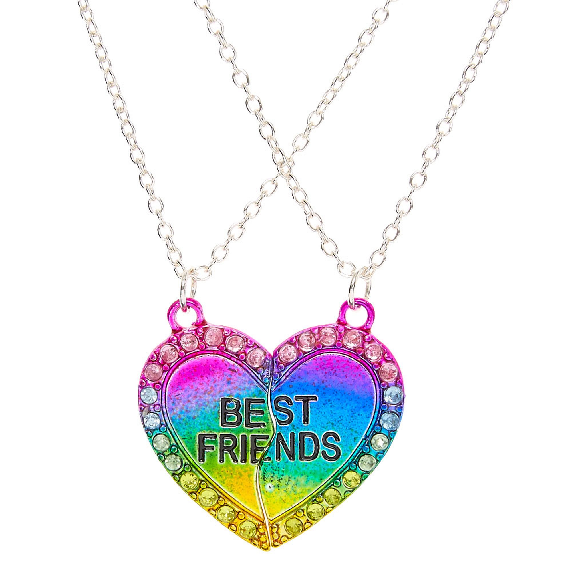 Best Friends Rainbow Heart Pendant Necklaces | Claire's US