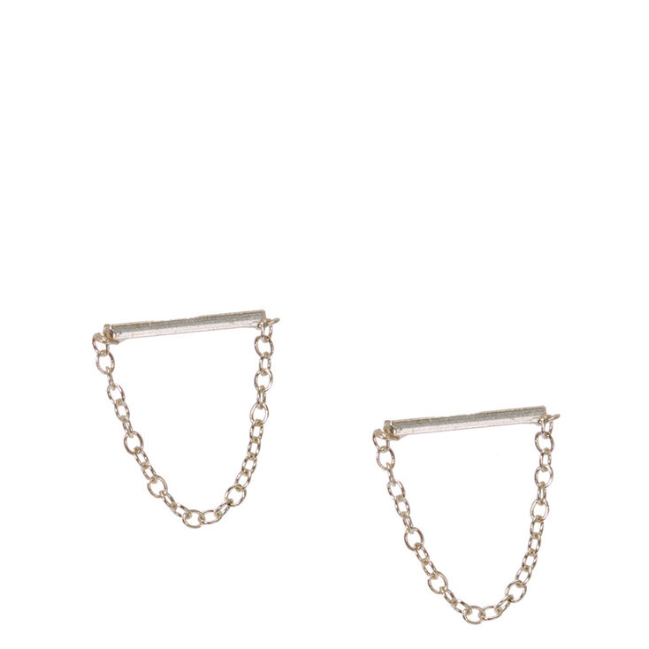 Sterling Silver Chain Drop Earrings Claire S Us
