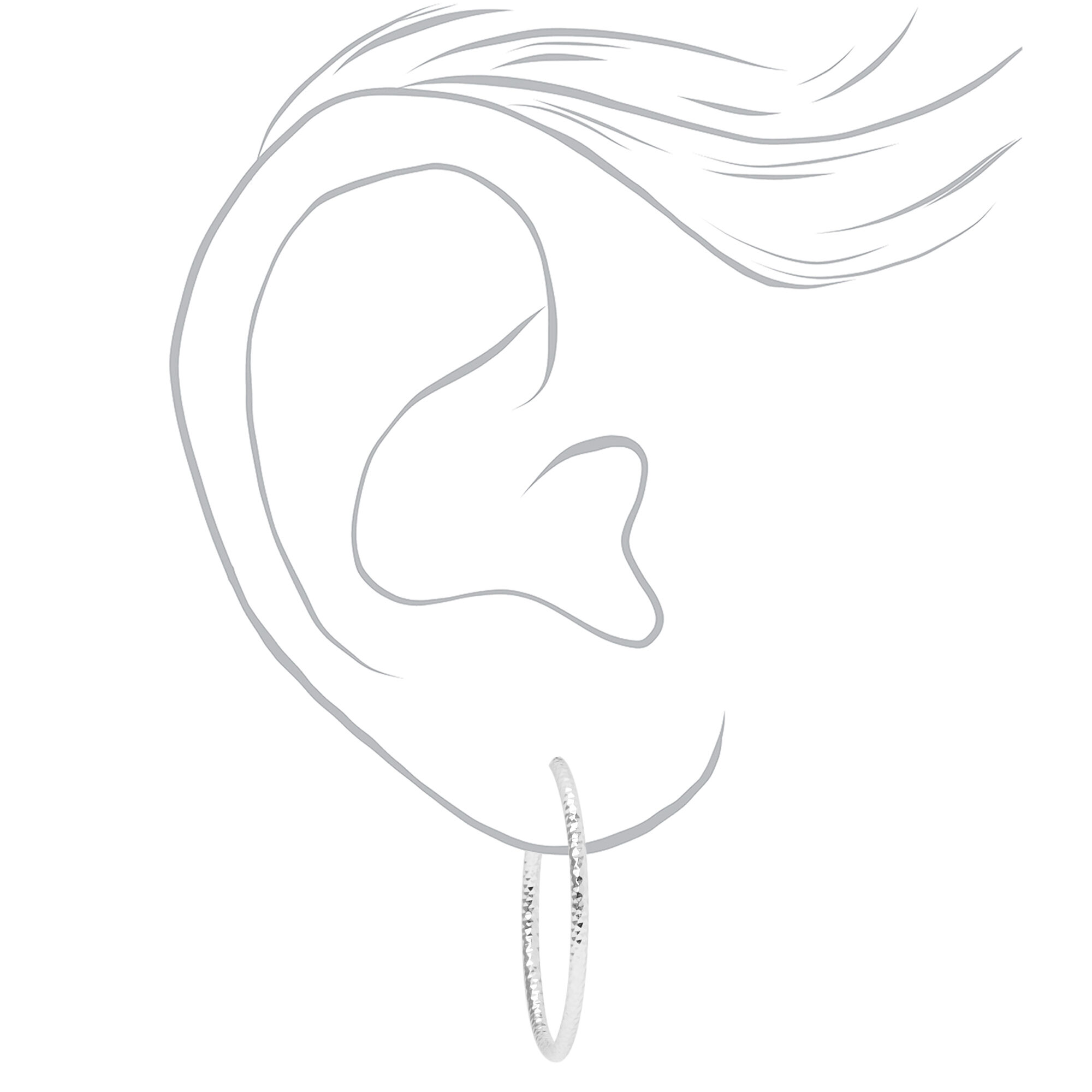 Silver 25MM Textured Hoop Earrings - 3 Pack,