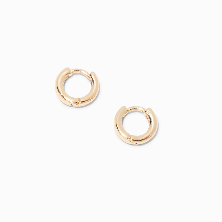 Gold 10MM Huggie Hoop Earrings,