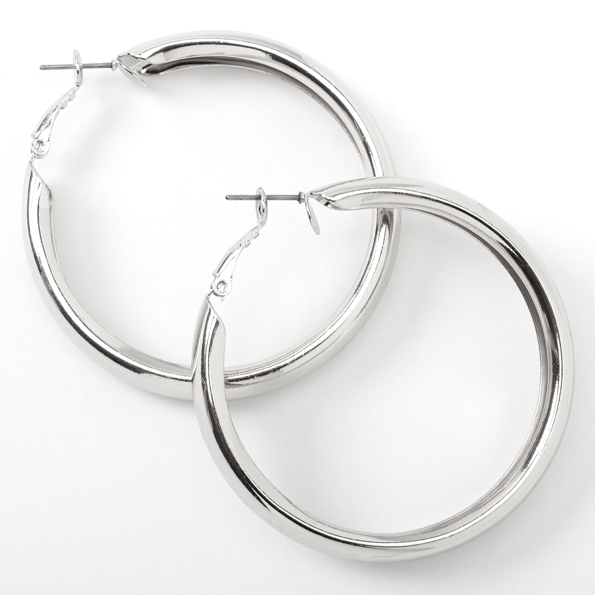 Silver 50MM Tube Hoop Earrings,