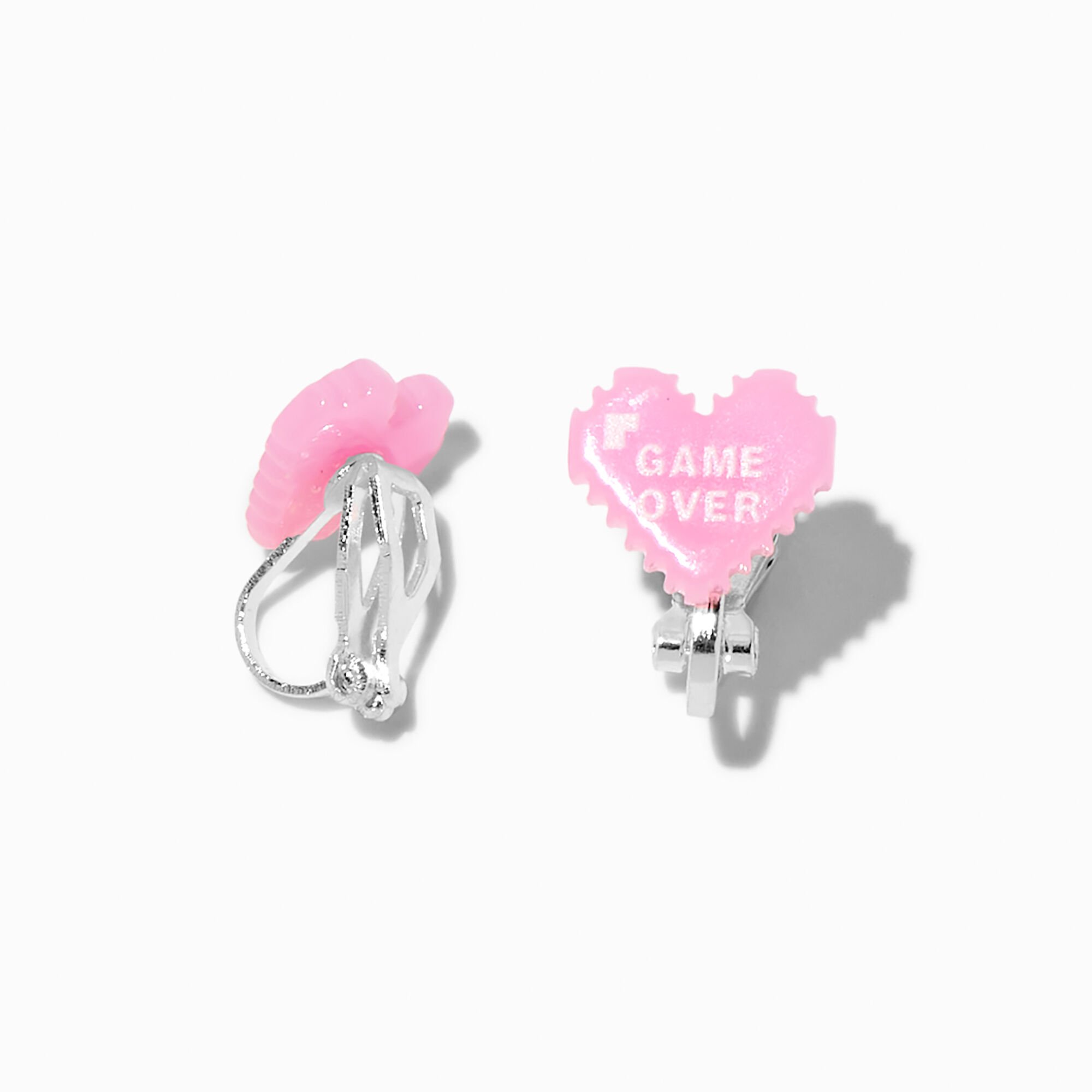 "Game Over" Heart Clip-On Stud Earrings,