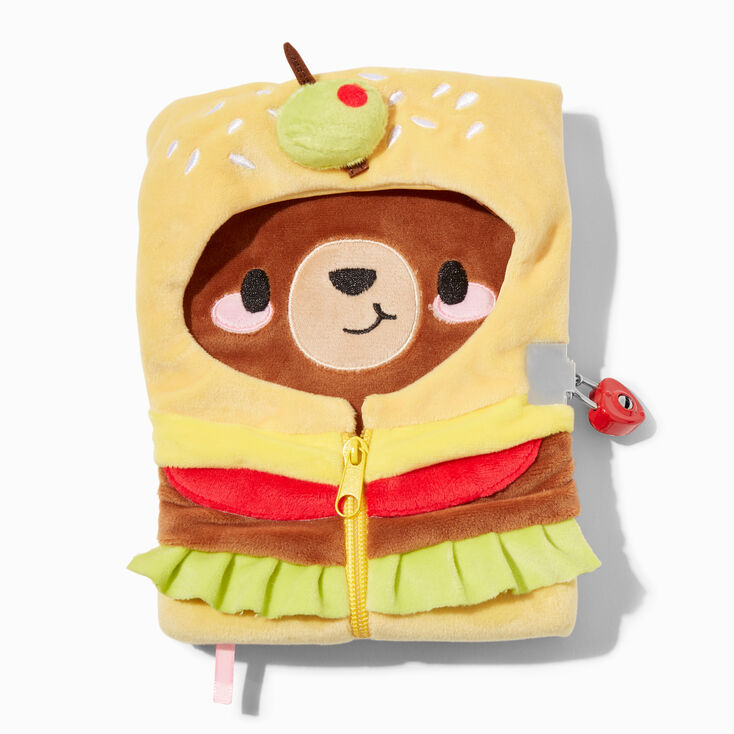 Hamburger Hoodie Bear Lock Diary,