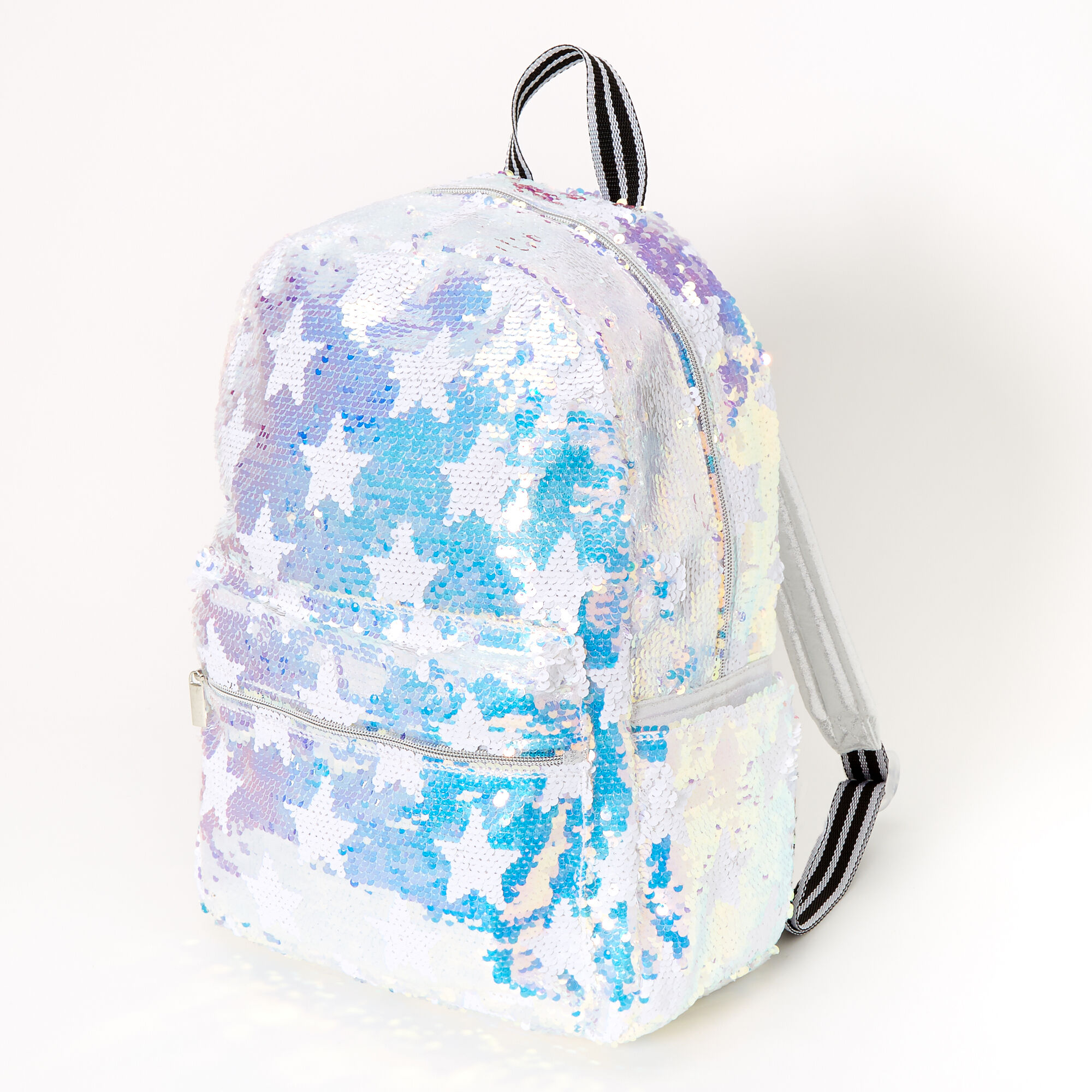 Holographic Reversible Sequin Star Medium Backpack