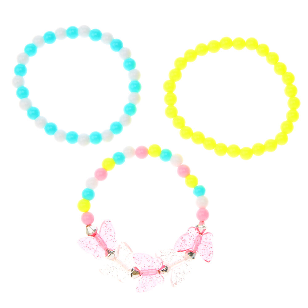 Lot de 3 bracelets élastiques perlés papillon du Claire's Club,