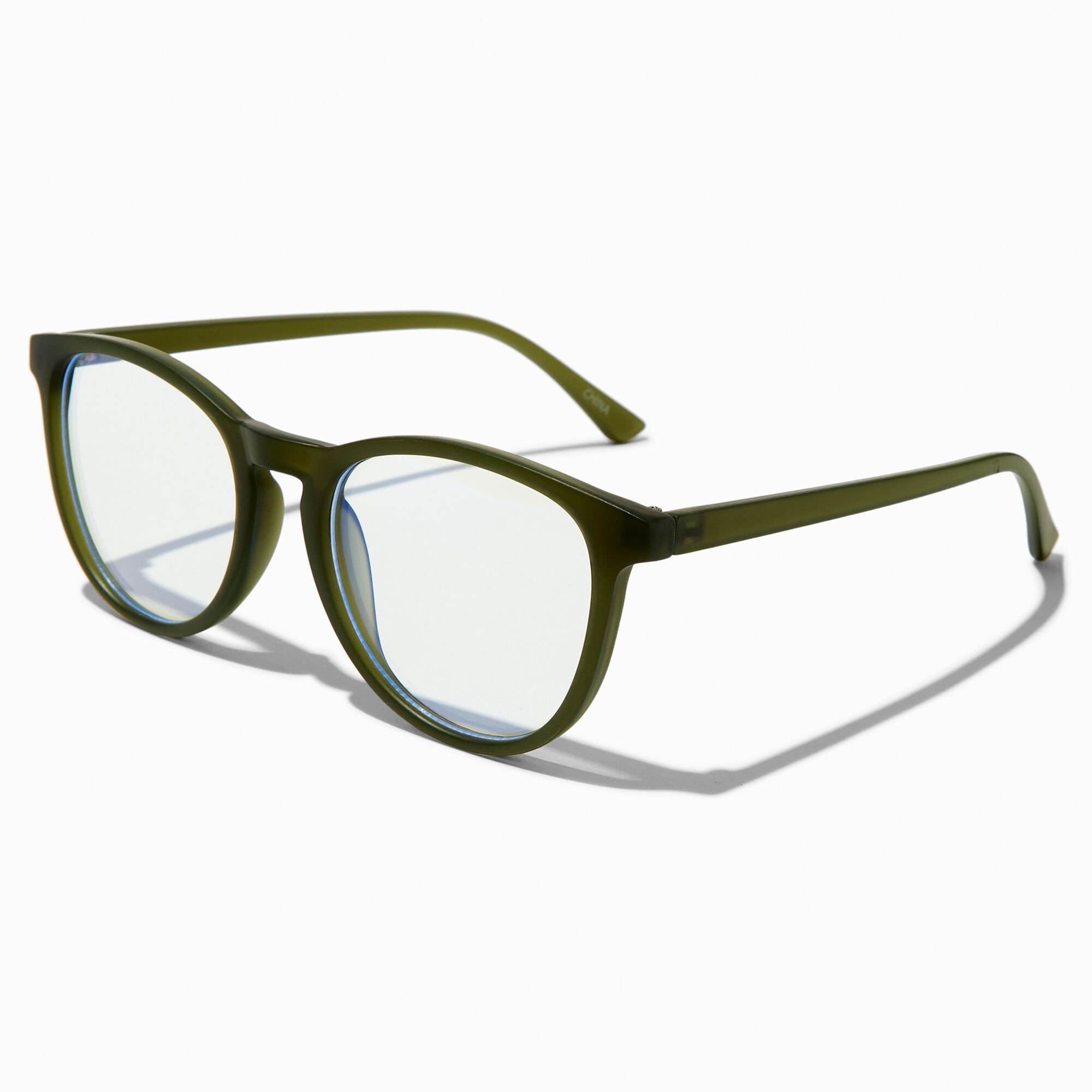 Solar Blue Light Reducing Matte Green Oval Clear Lens Frames,