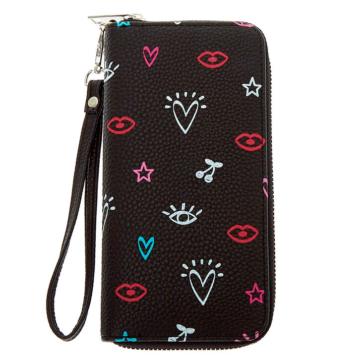 Claire's Pochette poignet icônes - Noir