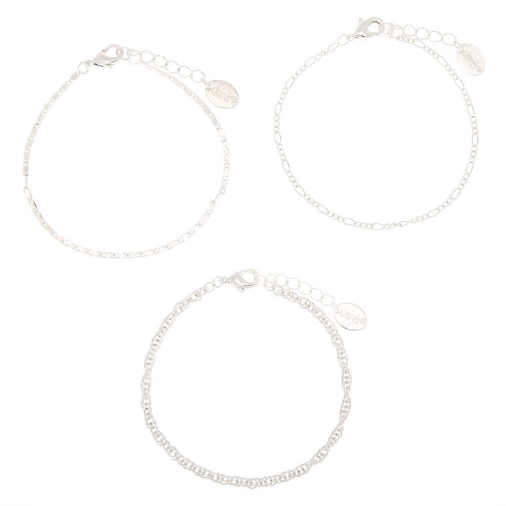 Lot de 3 bracelets &agrave; cha&icirc;ne tendance couleur argent&eacute;,