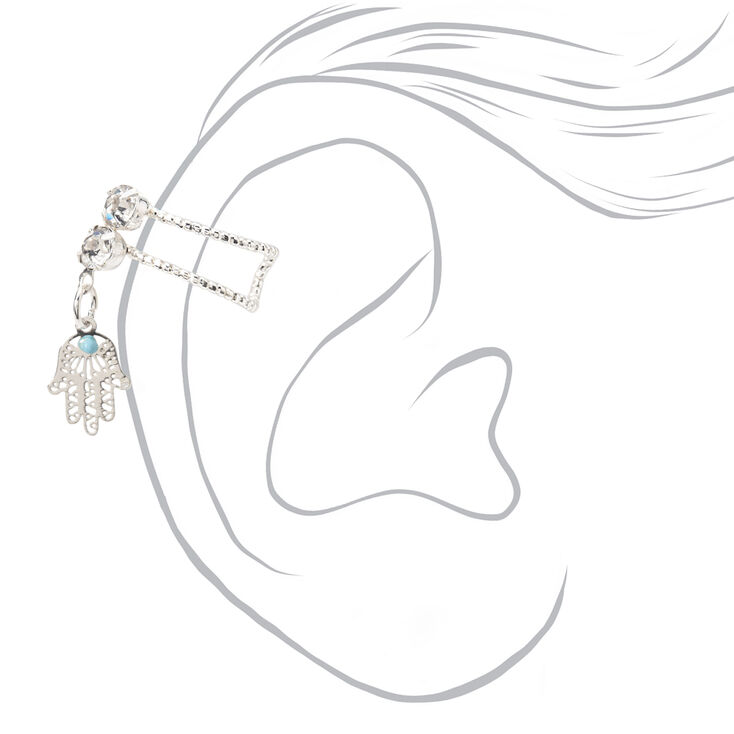 Silver Embellished High Five Ear Cuff,