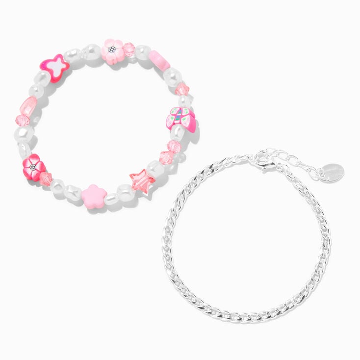 Pink Junk &amp; Silver Chain Bracelet Set &#40;2 Pack&#41;,