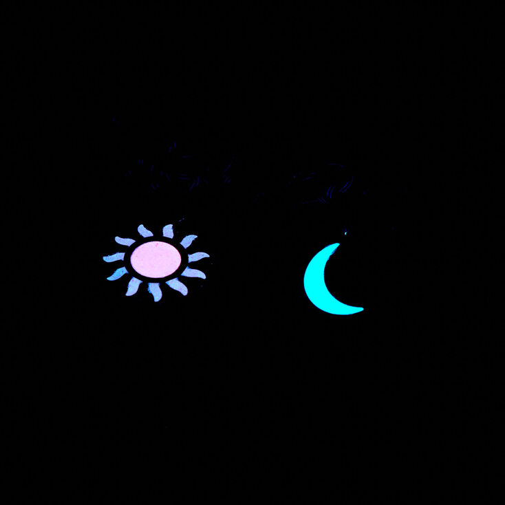 Best Friends Sun &amp; Moon Glow In The Dark Tattoo Choker Necklaces - 2 Pack,