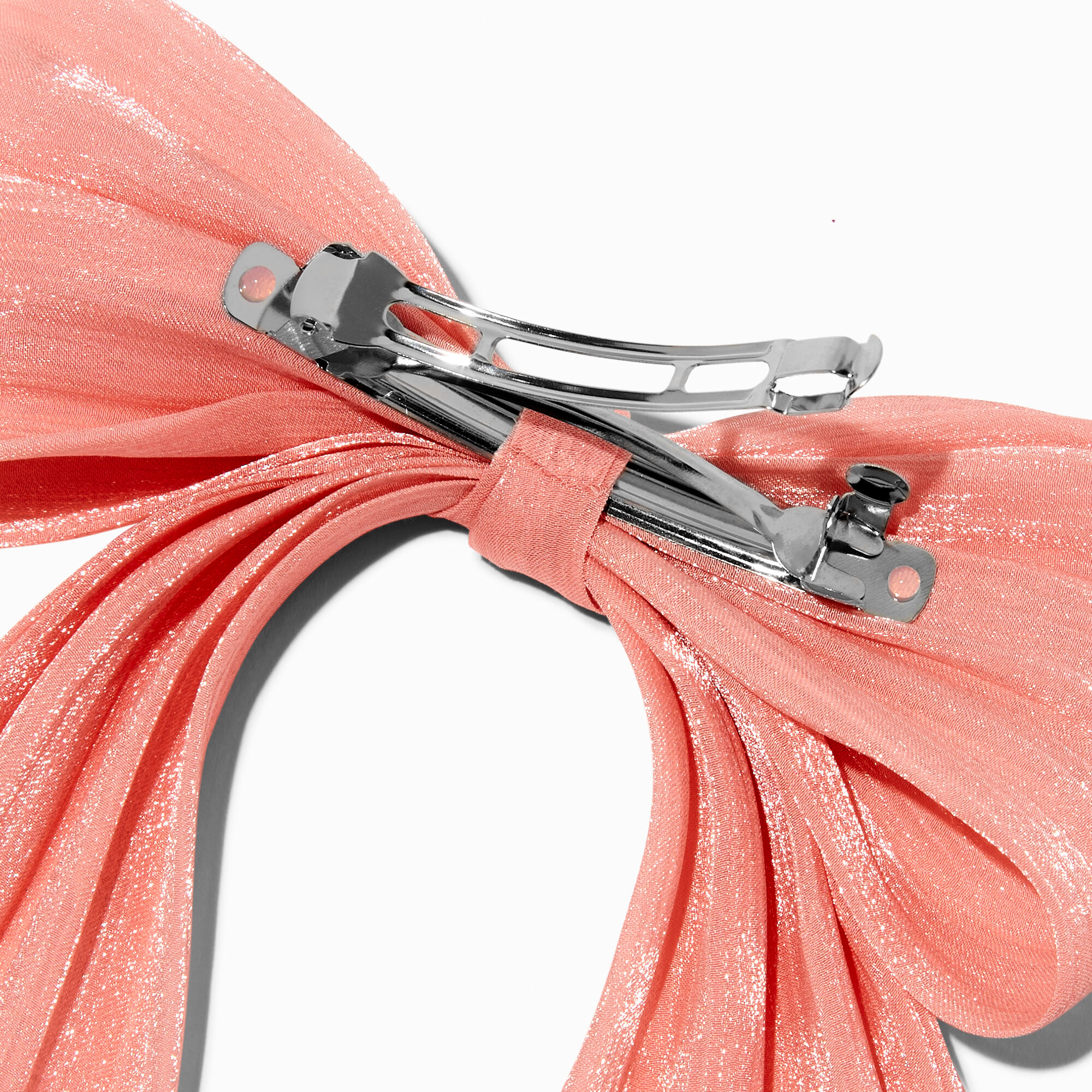 Pink Organza Hair Bow Clip,